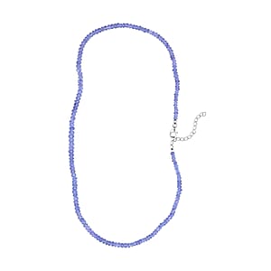 D'Joy Tanzanite 80.00 ctw Beaded Necklace in Rhodium Over Sterling Silver 18 Inches