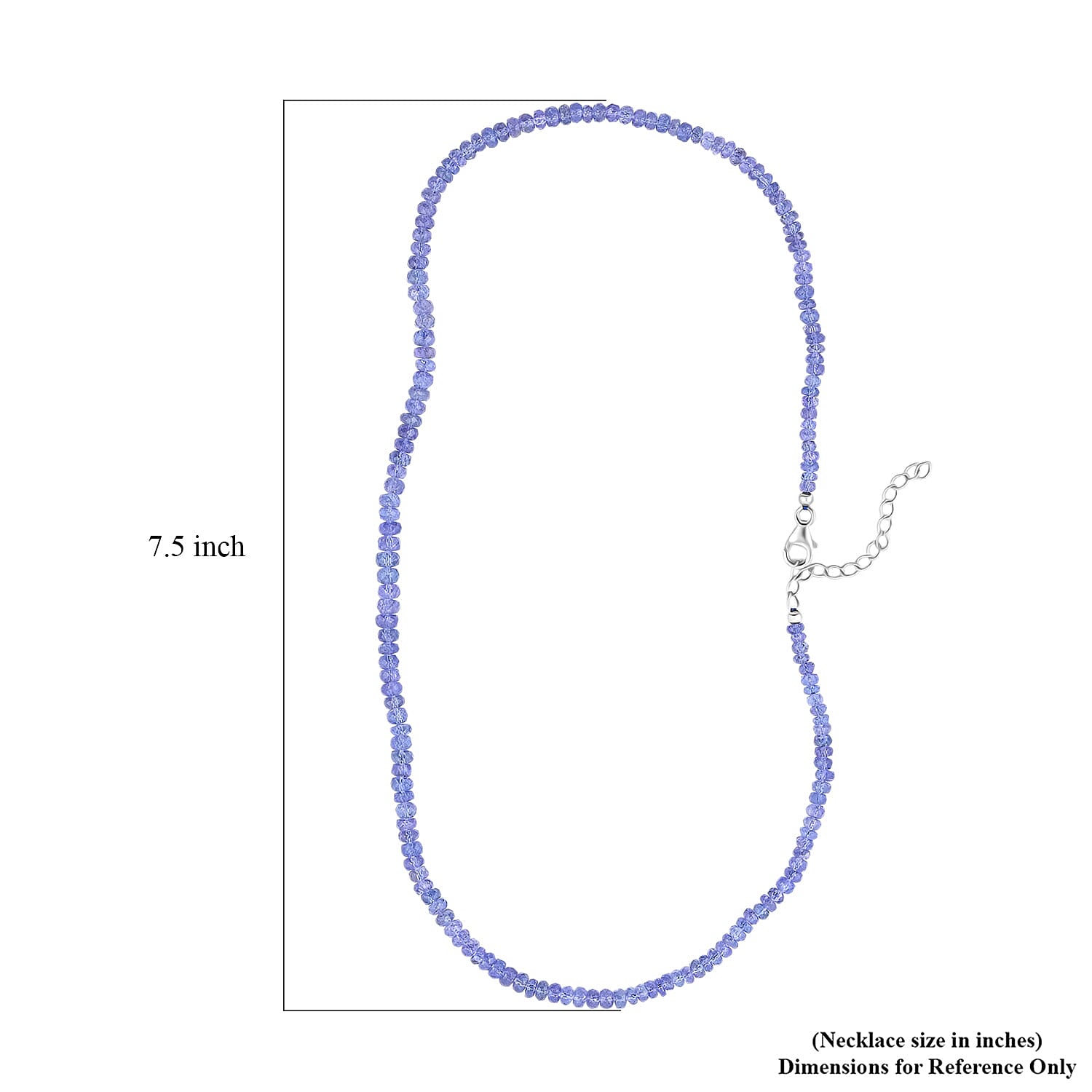 D'Joy Tanzanite 80.00 ctw Beaded Necklace in Rhodium Over Sterling Silver 18 Inches