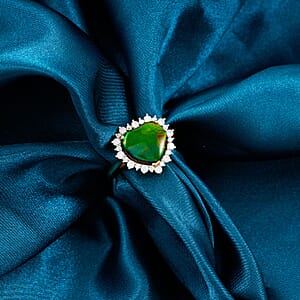 D'Joy Canadian Ammolite, Moissanite Ring in 18K Vermeil YG Over Sterling Silver (Size 6.0) 0.60 ctw