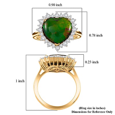 D'Joy Canadian Ammolite and Moissanite 0.60 ctw Ring in 18K Vermeil Yellow Gold Over Sterling Silver (Size 7.0)