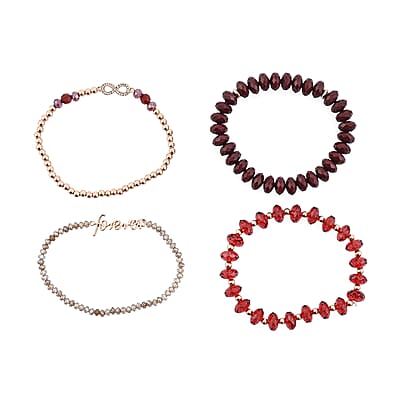 Jessica Carlyle Women's Matte Burgundy Silicone Strap 35mm Analog Watch & Coordinating, Stackable Bracelet Set
