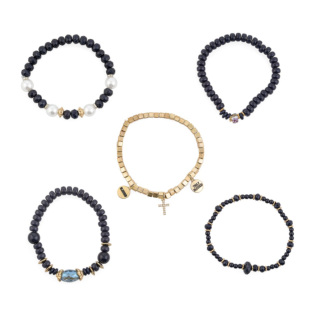 Jessica Carlyle Women's Matte Navy Silicone Strap 35mm Analog Watch & Coordinating, Stackable Bracelet Set image number 2