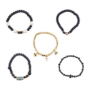 Jessica Carlyle Women's Matte Navy Silicone Strap 35mm Analog Watch & Coordinating, Stackable Bracelet Set