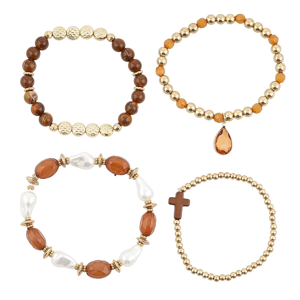 Jessica Carlyle Women's Shiny Gold Tone Metal Alloy Bracelet 34mm Analog Watch & Coordinating, Stackable Bracelet Set image number 2