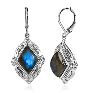 EverTrue Malagasy Labradorite 8.25 ctw Lever Back Earrings in Stainless Steel