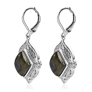 EverTrue Malagasy Labradorite Lever Back Kite Drop Earrings in Stainless Steel 8.25 ctw