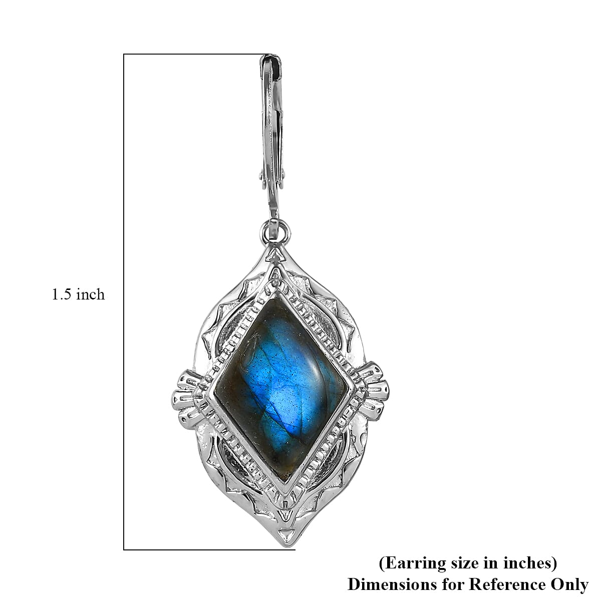 EverTrue Malagasy Labradorite 8.25 ctw Lever Back Earrings in Stainless Steel image number 5