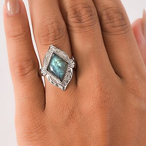 EverTrue Malagasy Labradorite Solitaire Ring in Stainless Steel 6.50 ctw (Size 10.0)