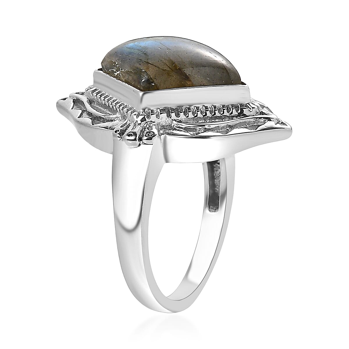 EverTrue Malagasy Labradorite Solitaire Ring in Stainless Steel 6.50 ctw (Size 6.0) image number 3