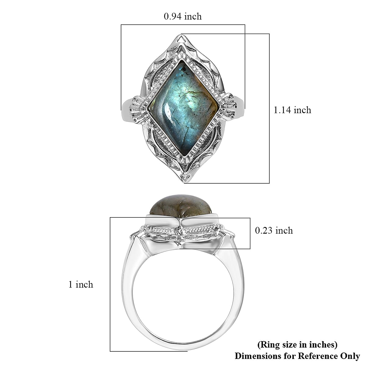 EverTrue Malagasy Labradorite Solitaire Ring in Stainless Steel 6.50 ctw (Size 6.0) image number 5