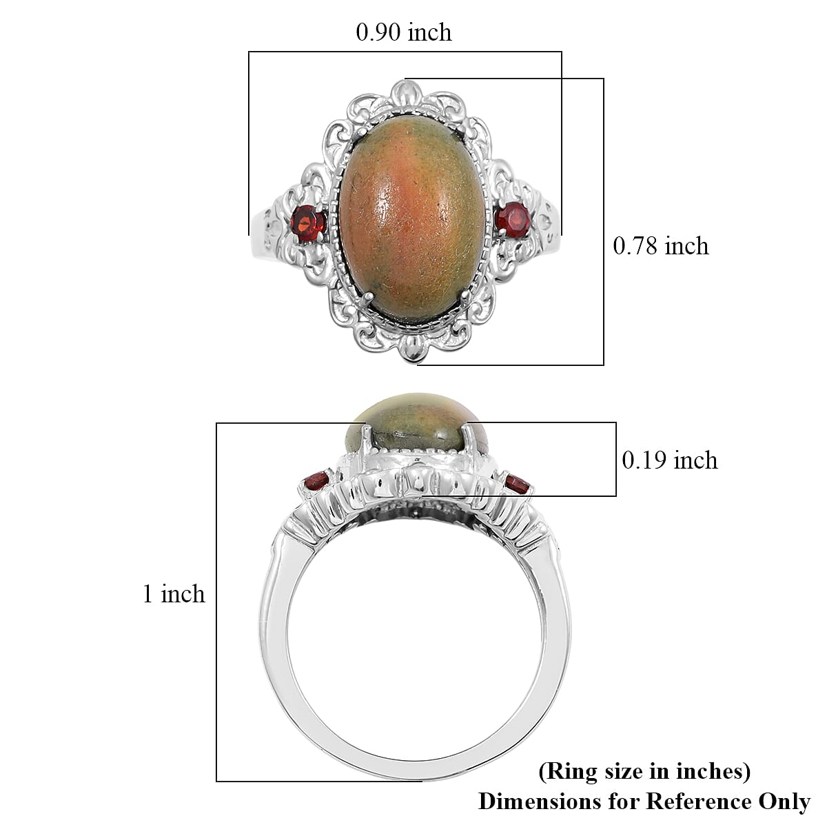 EverTrue Venus Jasper, Mozambique Garnet Ring in Stainless Steel 6.00 ctw (Size 10.0) image number 3