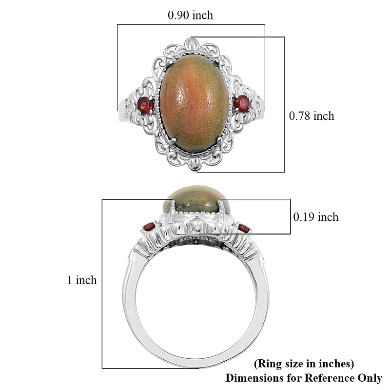 EverTrue Venus Jasper, Mozambique Garnet Ring in Stainless Steel 6.00 ctw (Size 10.0)