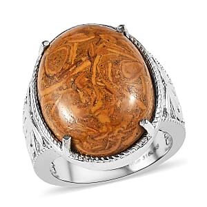 EverTrue Script Stone 18.50 ctw Solitaire Ring in Stainless Steel (Size 11.0) 