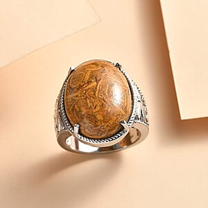 EverTrue Script Stone Solitaire Ring in Stainless Steel 18.50 ctw (Size 6.0)