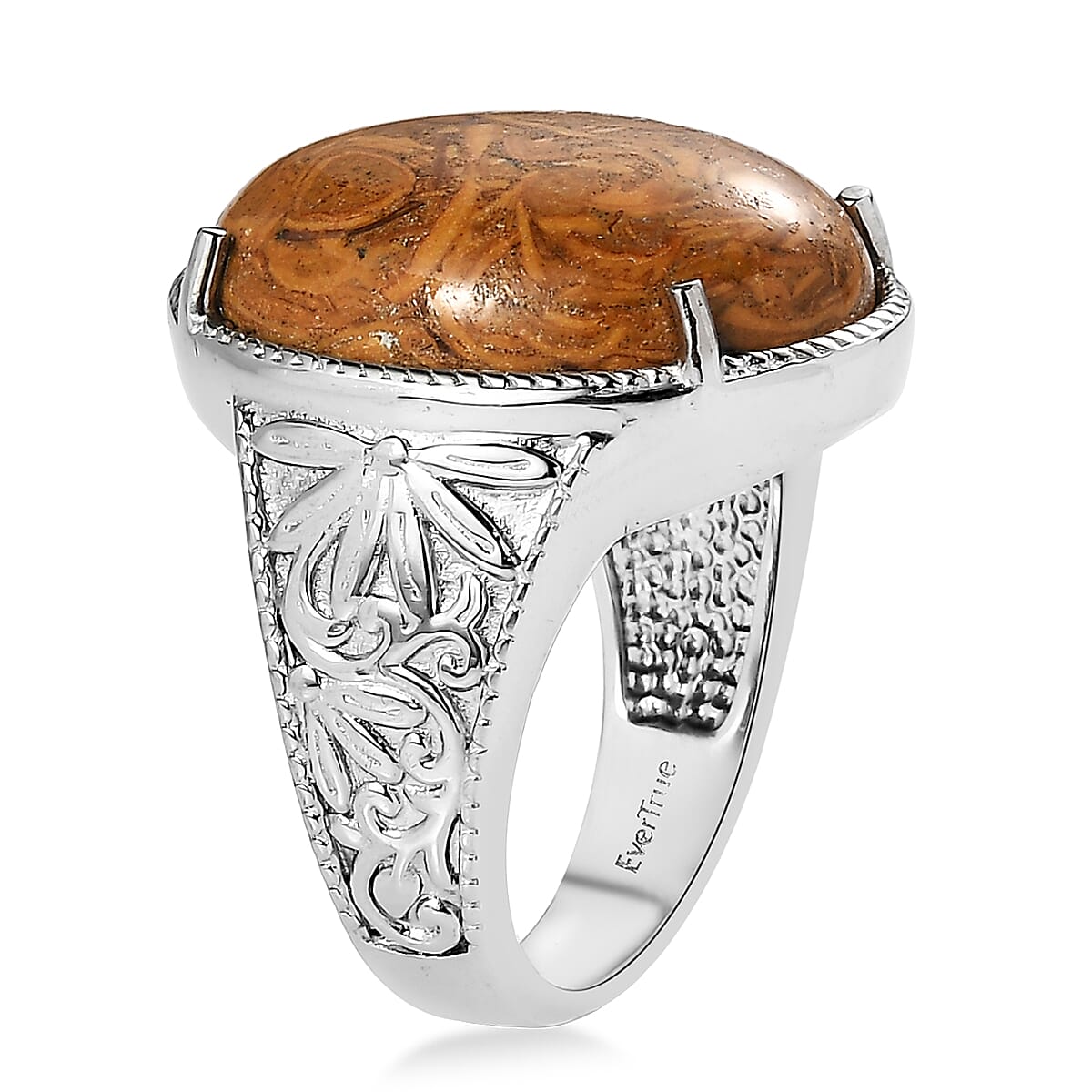 EverTrue Script Stone 18.50 ctw Solitaire Ring in Stainless Steel (Size 6.0)  image number 3