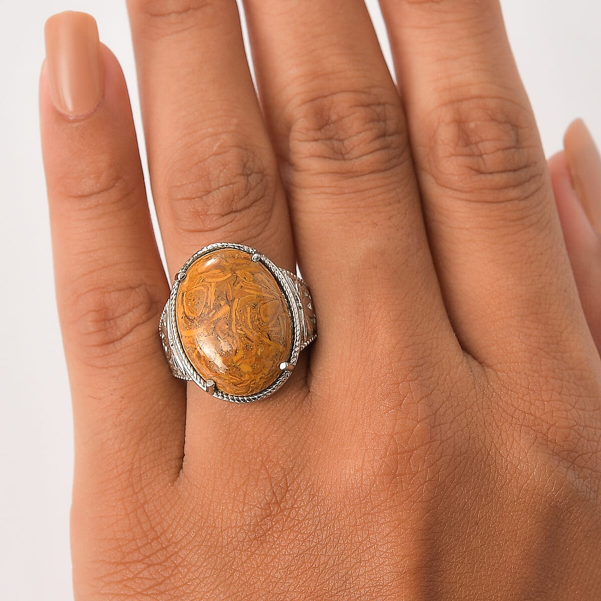 EverTrue Script Stone 18.50 ctw Solitaire Ring in Stainless Steel (Size 7.0)  image number 2