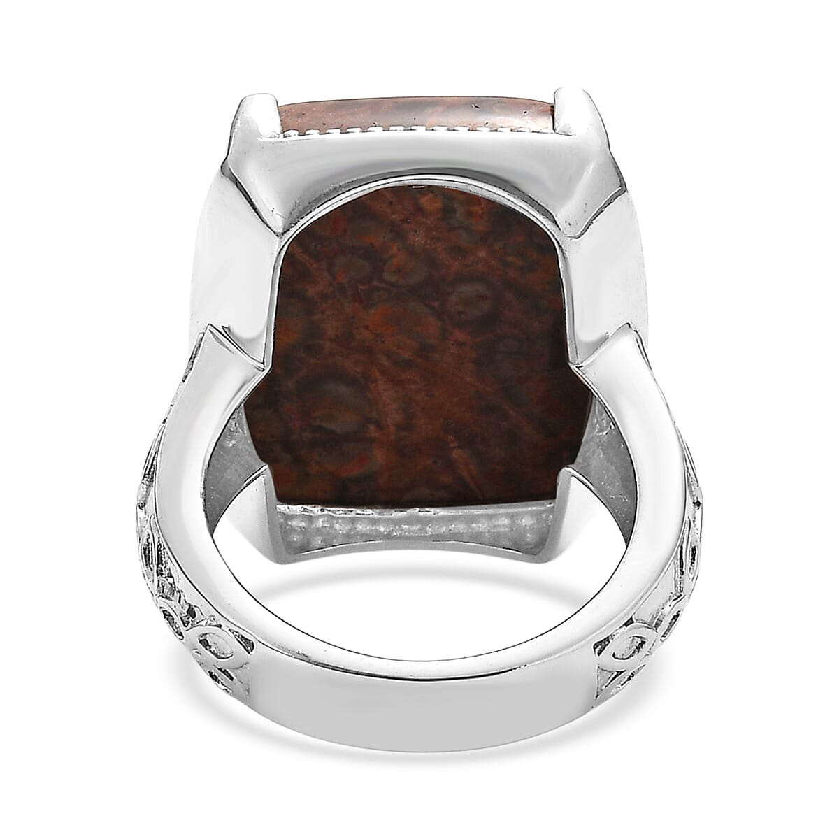 EverTrue Poppy Jasper 26.50 ctw Solitaire Ring in Stainless Steel (Size 11.0)  image number 4