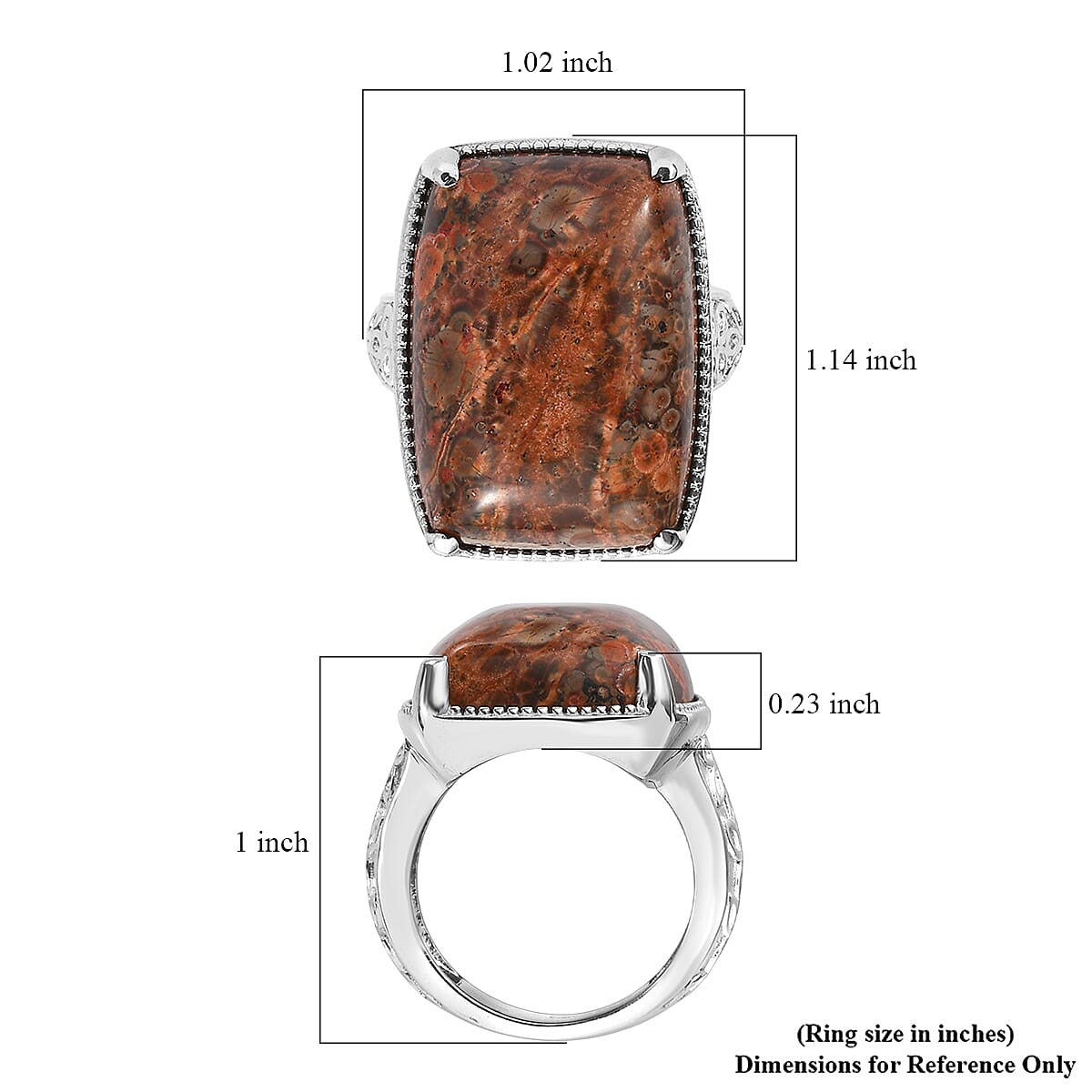 EverTrue Poppy Jasper 26.50 ctw Solitaire Ring in Stainless Steel (Size 5.0)  image number 5