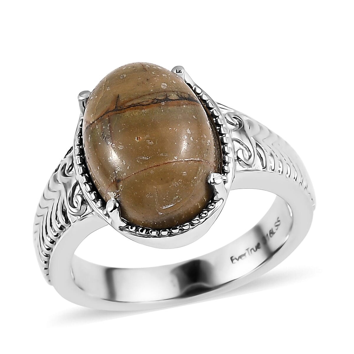 EverTrue Venus Jasper 5.80 ctw Solitaire Ring in Stainless Steel (Size 11.0)  image number 0