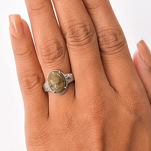 EverTrue Venus Jasper Solitaire Ring in Stainless Steel 5.80 ctw (Size 6.0)