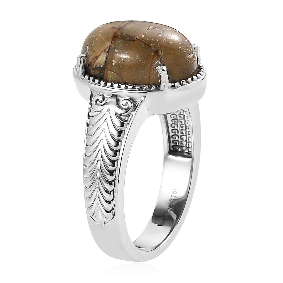 EverTrue Venus Jasper 5.80 ctw Solitaire Ring in Stainless Steel (Size 6.0)  image number 3