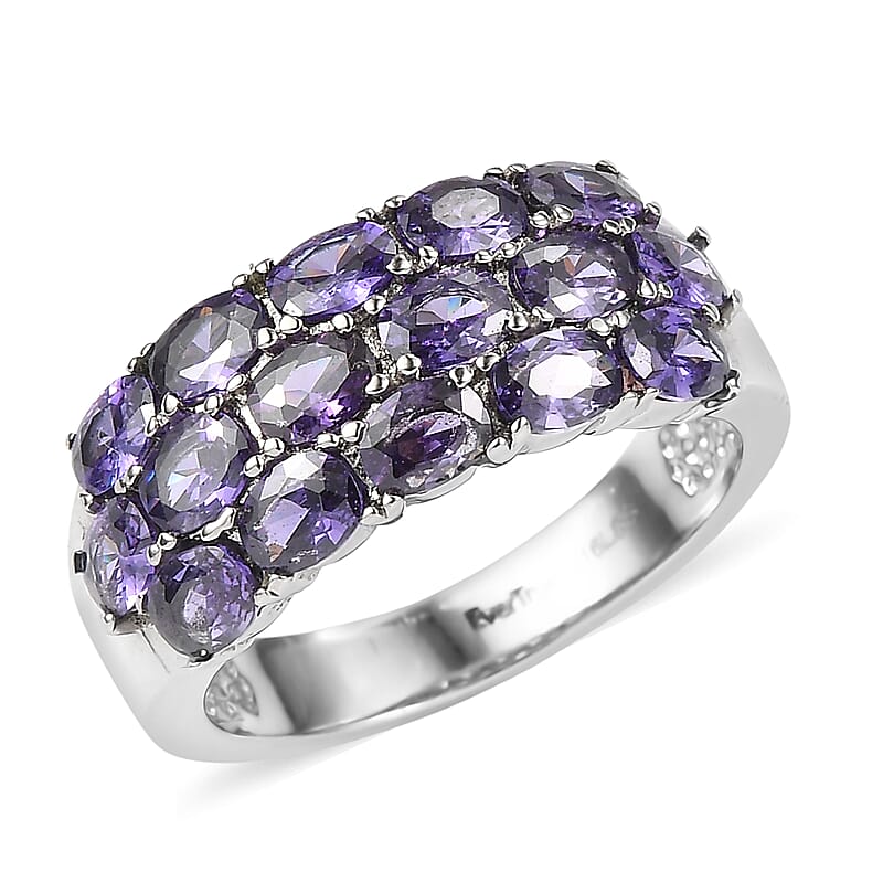 EverTrue Simulated Blue Diamond Ring in Stainless Steel 3.60 ctw (Size 10.0)