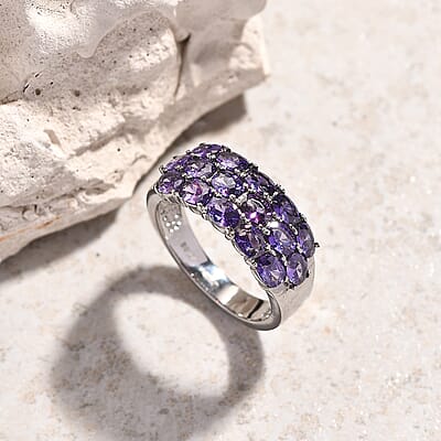 EverTrue Simulated Blue Diamond Ring in Stainless Steel 3.60 ctw (Size 10.0)