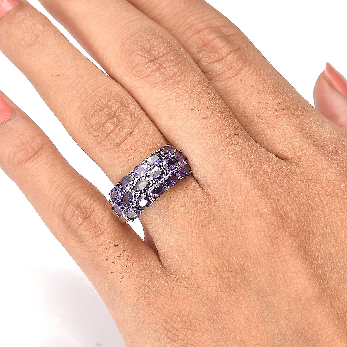 EverTrue Simulated Blue Diamond Ring in Stainless Steel 3.60 ctw (Size 10.0) image number 2