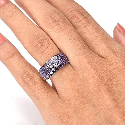 EverTrue Simulated Blue Diamond Ring in Stainless Steel 3.60 ctw (Size 10.0)