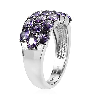 EverTrue Simulated Blue Diamond Ring in Stainless Steel 3.60 ctw (Size 10.0)