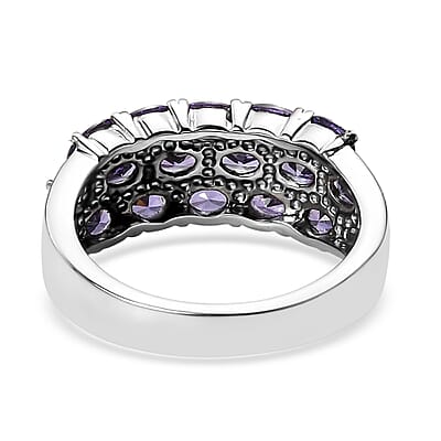 EverTrue Simulated Blue Diamond Ring in Stainless Steel 3.60 ctw (Size 10.0)
