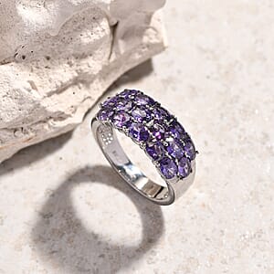 EverTrue Simulated Blue Diamond Ring in Stainless Steel 3.60 ctw (Size 5.0)