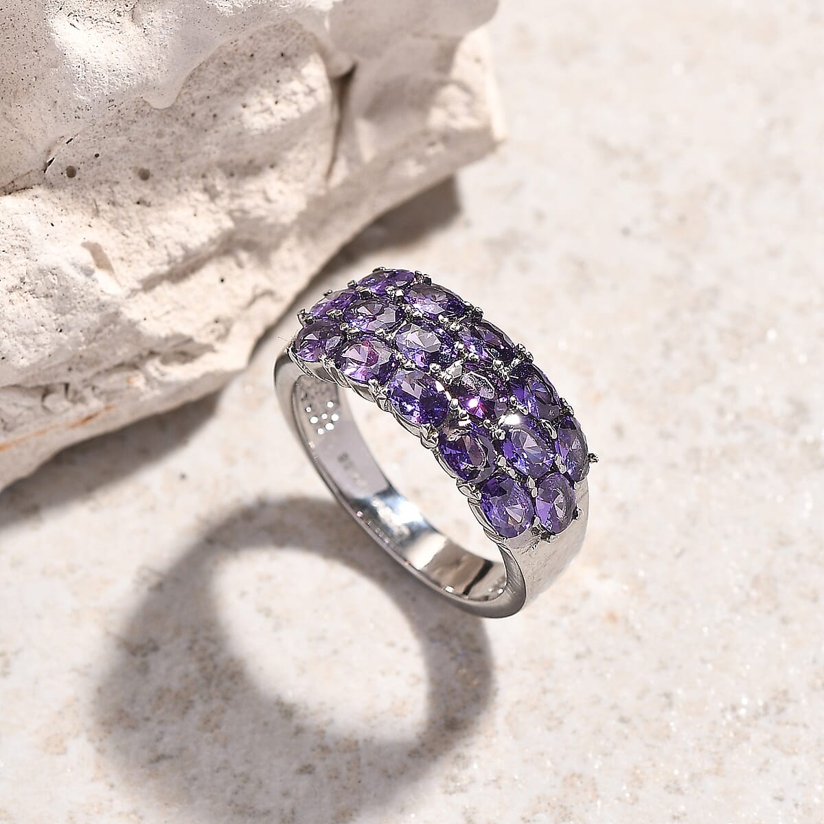 EverTrue Simulated Blue Diamond Ring in Stainless Steel (Size 6.0) image number 1