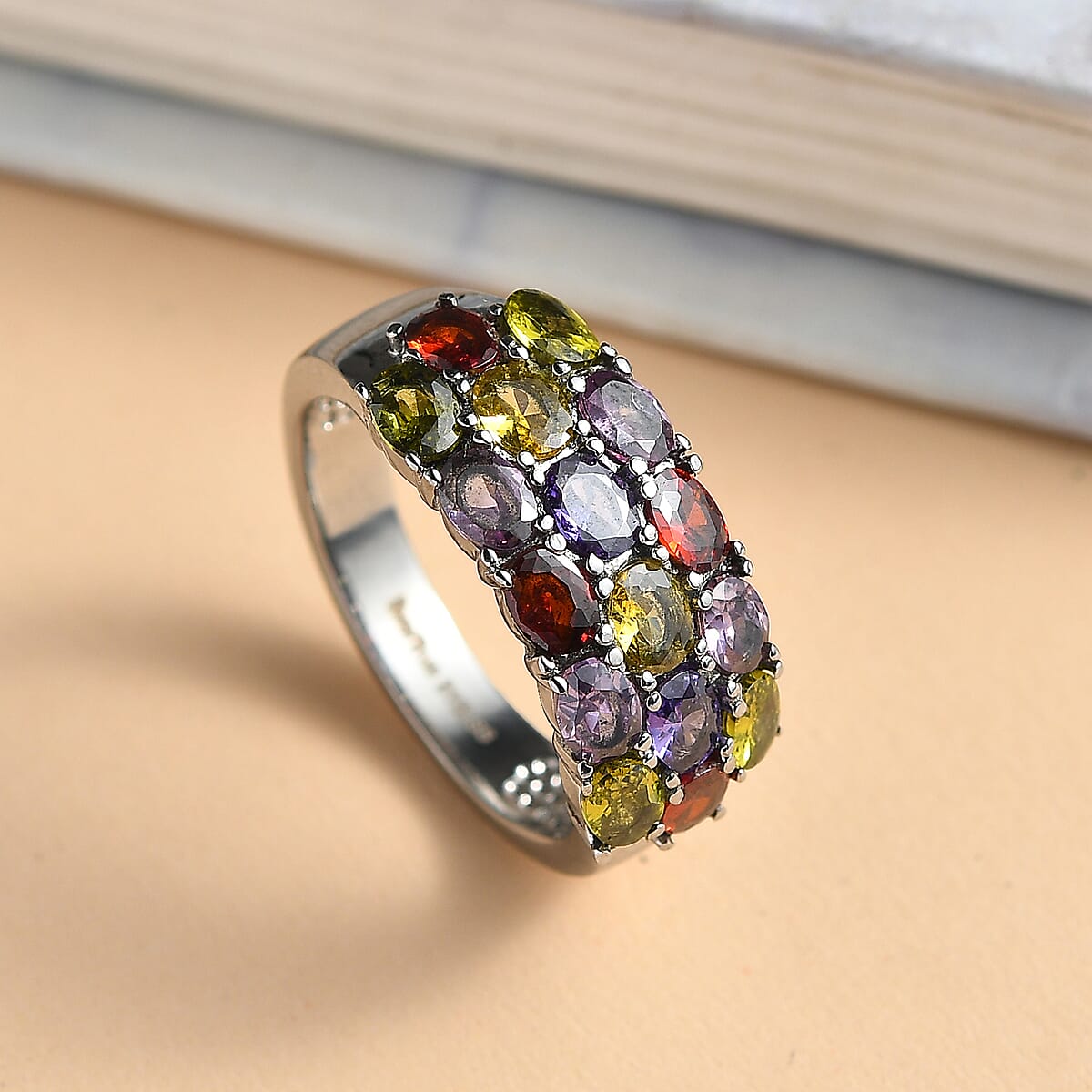 EverTrue Simulated Multi Diamond Ring in Stainless Steel 3.75 ctw (Size 5.0) image number 1