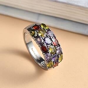EverTrue Simulated Multi Diamond Ring in Stainless Steel 3.75 ctw (Size 5.0)