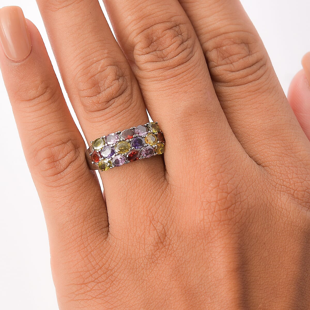 EverTrue Simulated Multi Diamond Ring in Stainless Steel 3.75 ctw (Size 5.0) image number 2