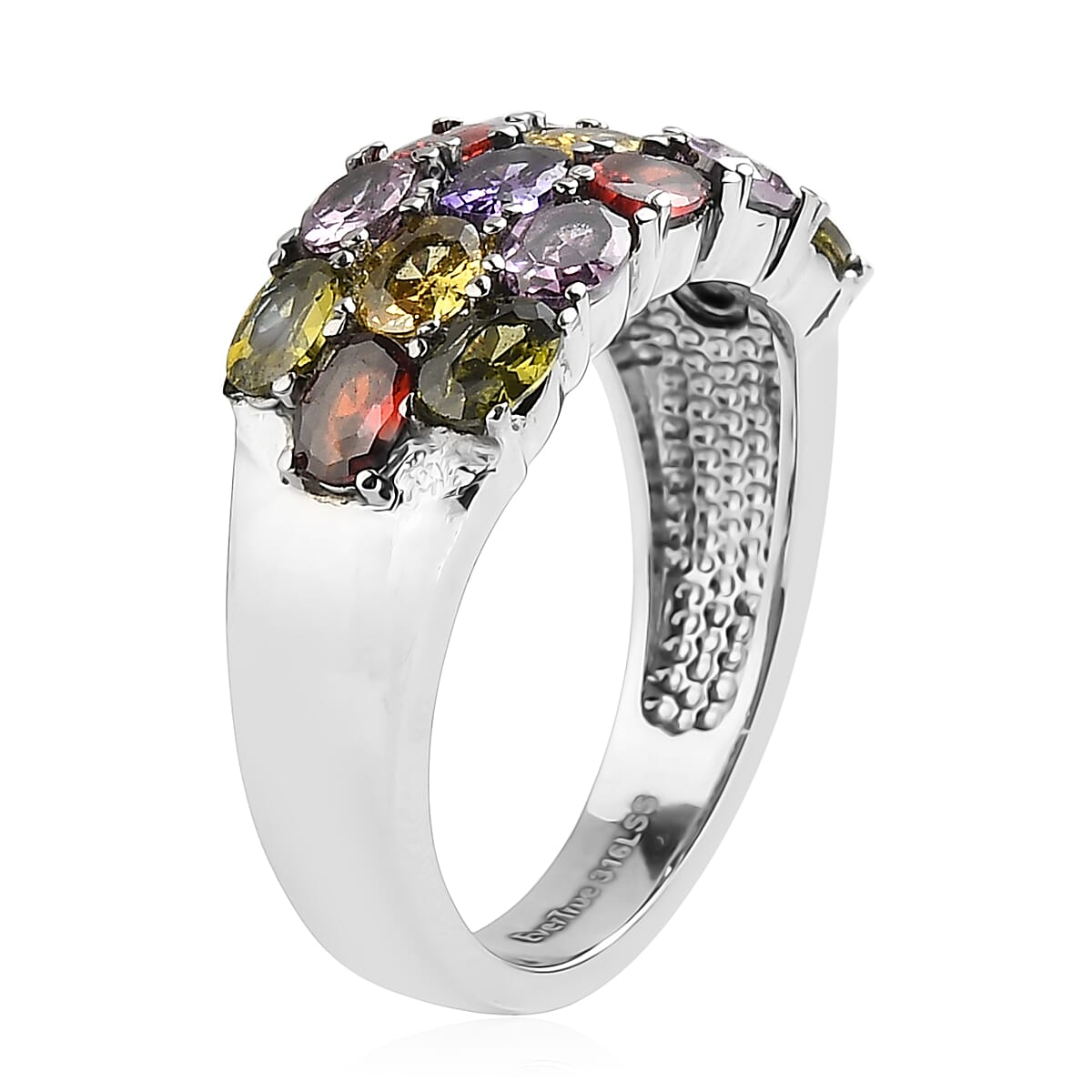 EverTrue Simulated Multi Diamond Ring in Stainless Steel 3.75 ctw (Size 5.0) image number 3