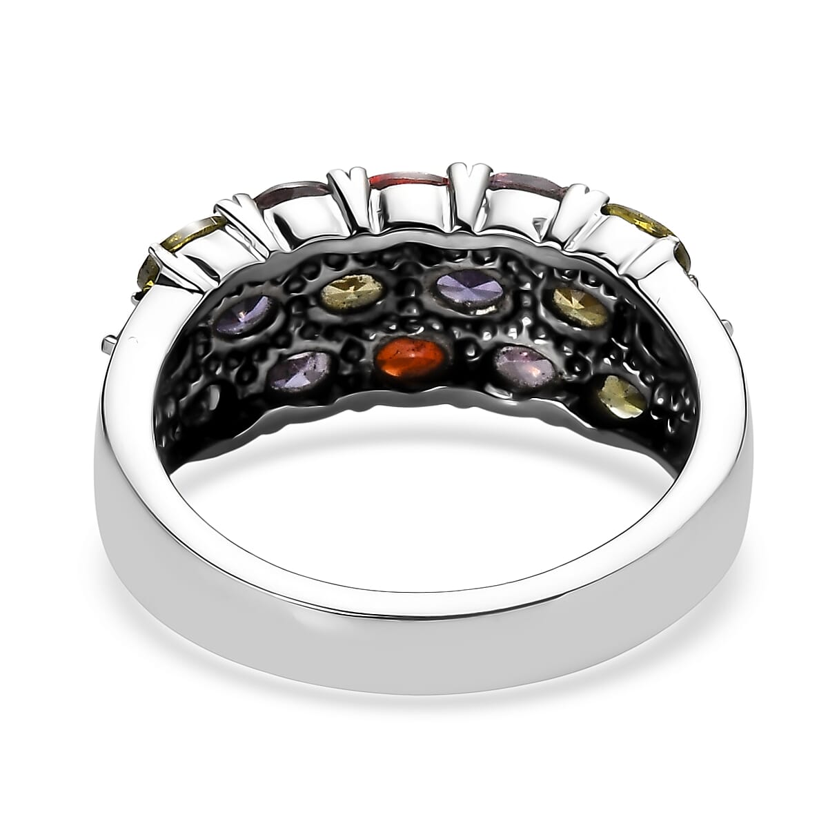 EverTrue Simulated Multi Diamond Ring in Stainless Steel 3.75 ctw (Size 5.0) image number 4