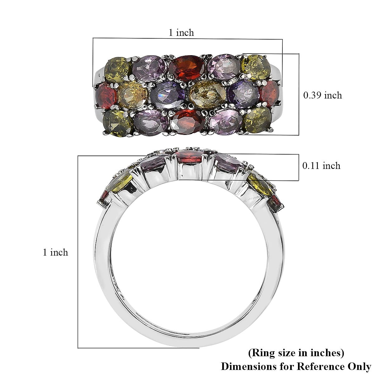 EverTrue Simulated Multi Diamond Ring in Stainless Steel 3.75 ctw (Size 5.0) image number 5