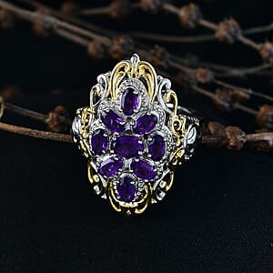 EverTrue African Amethyst 2.25 ctw Ring in 18K YG Plated and Platinum Bond (Size 10.0)