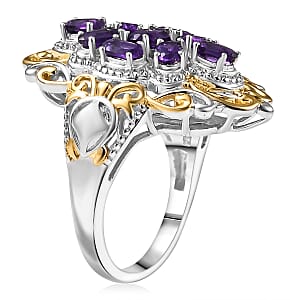 EverTrue African Amethyst 2.25 ctw Ring in 18K YG Plated and Platinum Bond (Size 10.0)