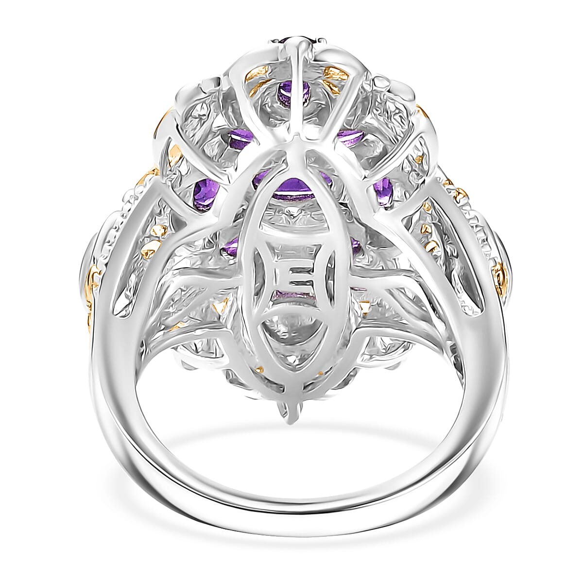 EverTrue African Amethyst 2.25 ctw Ring in 18K YG Plated and Platinum Bond (Size 10.0)