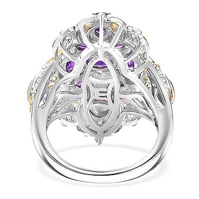 EverTrue African Amethyst 2.25 ctw Ring in 18K YG Plated and Platinum Bond (Size 10.0)