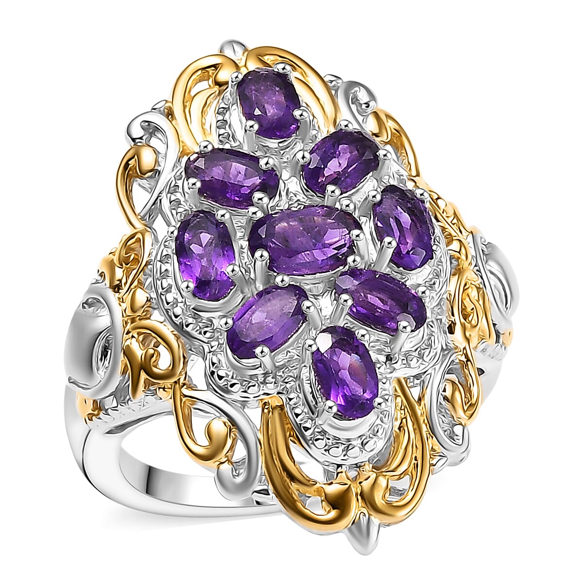 EverTrue African Amethyst 2.25 ctw Ring in 18K YG Plated and Platinum Bond (Size 7.0) image number 0