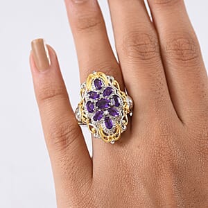 EverTrue African Amethyst 2.25 ctw Ring in 18K YG Plated and Platinum Bond (Size 7.0)
