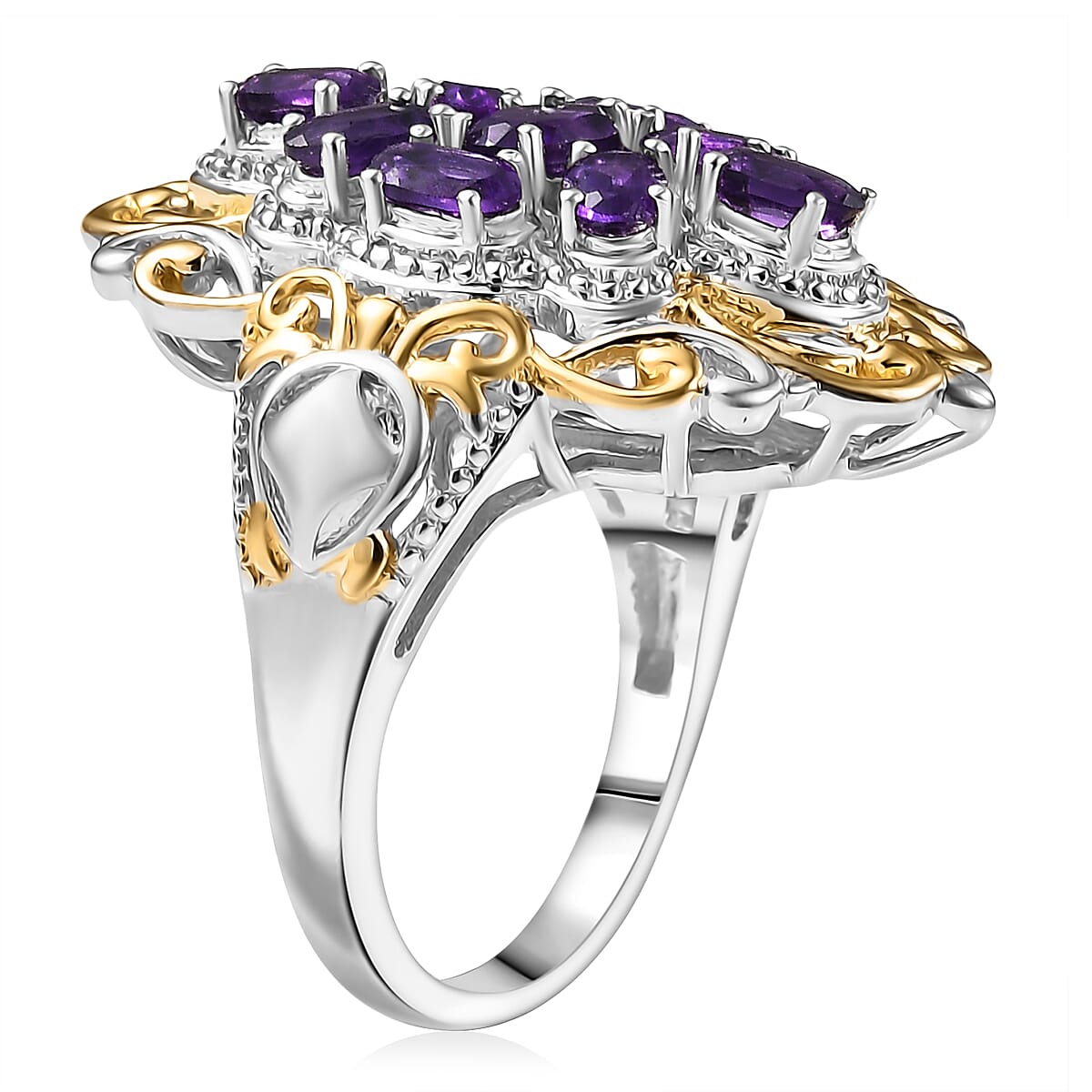 EverTrue African Amethyst 2.25 ctw Ring in 18K YG Plated and Platinum Bond (Size 7.0) image number 3