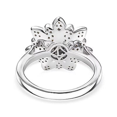 Luxuriant Lab Grown Diamond and Lab Grown Yellow Diamond (IR) SI 0.50 ctw Sunflower Radiance Ring in Rhodium Over Sterling Silver (Size 10.0)