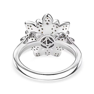 Luxuriant Lab Grown Diamond and Lab Grown Yellow Diamond (IR) SI 0.50 ctw Sunflower Radiance Ring in Rhodium Over Sterling Silver (Size 5.0) 
