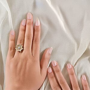 Luxuriant Lab Grown Diamond and Lab Grown Yellow Diamond (IR) SI 0.50 ctw Sunflower Radiance Ring in Rhodium Over Sterling Silver (Size 7.0) 