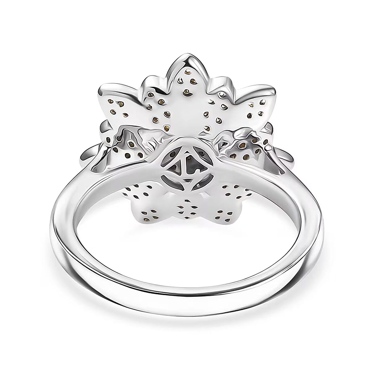 Luxuriant Lab Grown Diamond and Lab Grown Yellow Diamond (IR) SI 0.50 ctw Sunflower Radiance Ring in Rhodium Over Sterling Silver (Size 8.0) image number 7